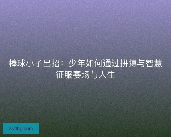 棒球小子出招：少年如何通过拼搏与智慧征服赛场与人生