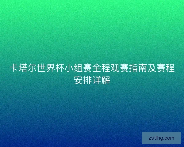 卡塔尔世界杯小组赛全程观赛指南及赛程安排详解